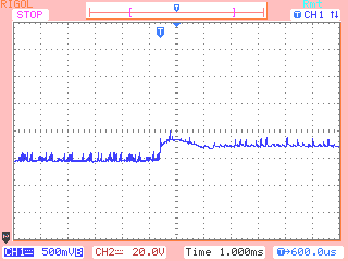 Odezva zdroje při odlehčení
